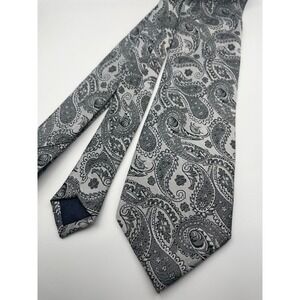 Feraricci Mens Silver Grey Paisley Jacquard Woven Polyester Necktie Tie Classic